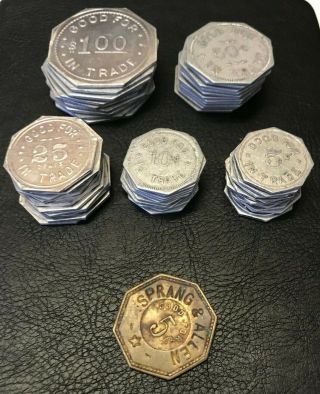 Set Of Good For Trade Coins E.  W.  Allen Muscotah Kansas.  Plus One Sprang & Allen