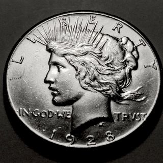 1928 - P Peace Silver Dollar Ch/gem Bu King Of The Peace Dollars