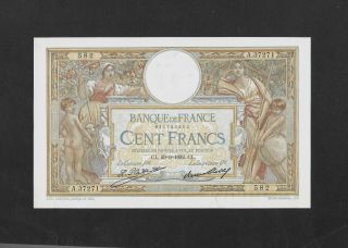 Unc 3 Pinholes 100 Francs 1932 France