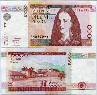 Colombia 10,  000 10000 Pesos 2013 P 453 Unc