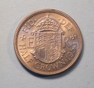 1953 Great Britain 1/2 Half Crown Coin Queen Elizabeth II Coronation UK England 2