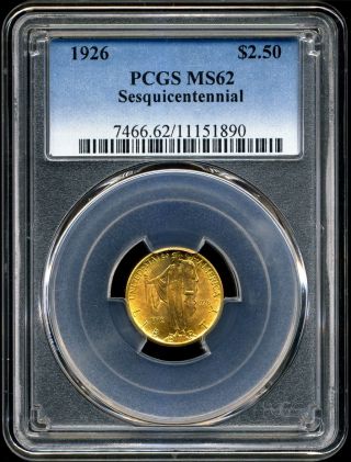 1926 G$2.  5 Sesquicentennial Commemorative Gold Quarter Eagle Ms62 Pcgs 11151890