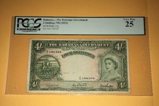 PCGS Currency Graded The Bahamas Government 4 Shillings Banknote Nd (1953) P13c 3