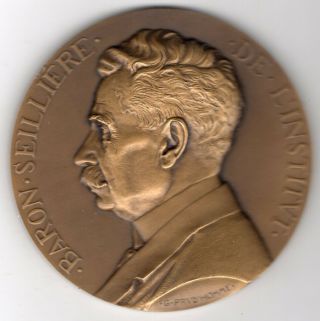 1939 French Medal To Honor Baron Seilliere,  Engraved By G.  Prud 