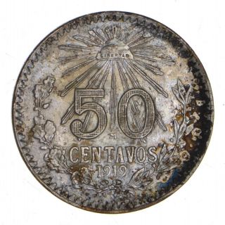 Better - 1919 Mexico 50 Centavos - 8.  4 Grams - World Silver Coin 304