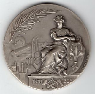 1895 French Medal For Trade Union Chamber Of Building Contractors,  Lille