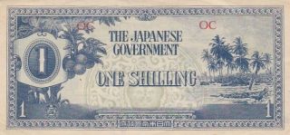 1942 Oceania 1 Shilling Note,  Pick 3a.