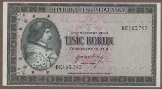 1945 Czecklosvakia 1,  000 Korun Note Unc