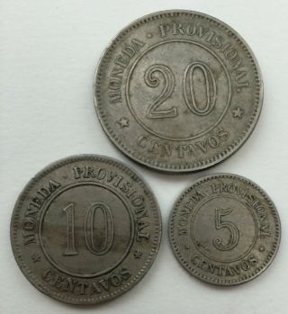Peru - 20 Centavos 1879,  10 Centavos 1880 & 5 Centavos 1879 - 3 Coins In Total.