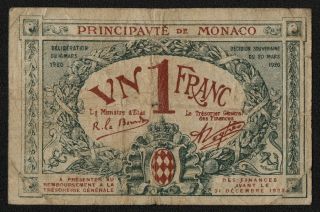 Monaco (p5) 1 Franc 1920 Af/f