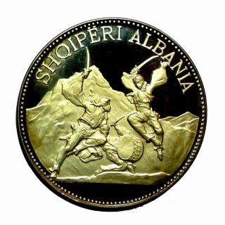Albania 1970 - 25 Leke " Dance With Swords " 83.  33 G.  0.  999 Silver Coin 60 Mm