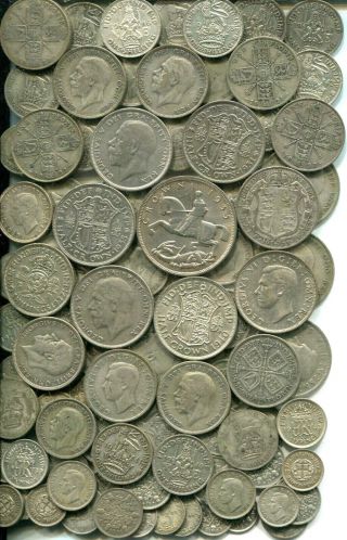 £5 Pre 1947 Crown To Threepences,  All Different,  9.  02 Tr Oz Silver - Many Better