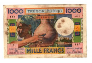 French Afars And Issas 1000 Francs Issued 1974 P32 Fine
