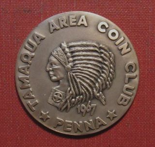 1967 Tamaqua,  Pa Coin Club Medal, .  999 Silver - Great Looking High Relief Medal