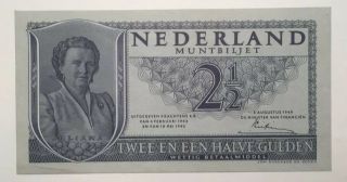 1949 - Netherlands 2 1/2 Gulden - Unc