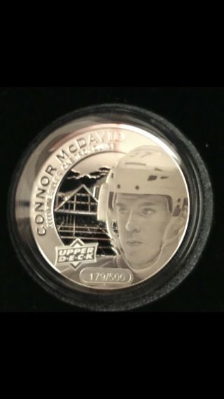 2017 Upper Deck Grandeur Connor Mcdavid Frosted 1 Oz Silver Coin /500
