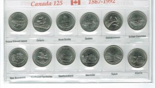 1992 Canadian Brilliant Uncirculated 125 Years Commemorative Twelve Quarters Set