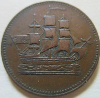 1835 Canada Prince Edward Island Ships Colonies & Commerce Token.  (k127)