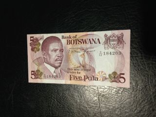 Botswana Banknote 5 Pula 1982