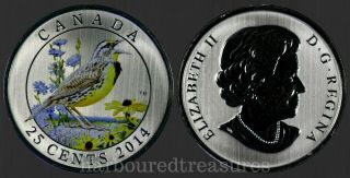 2014 Canada Eastern Meadowlark 25 Cent Coin Coloured Coin In Capsule With