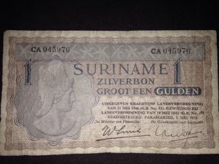 Suriname 1 Gulden 1956 Zilverbon Groot Een Rare
