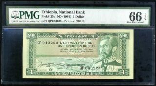 Ethiopia 1 Dollar Nd 1966 P 25 Gem Unc Pmg 66 Epq
