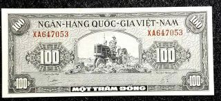 1955 Vietnam 100 Dong (mot Tram Dong) Bank Note Unc (, 1 B.  Note) D6341
