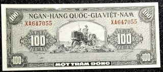 1955 Vietnam 100 Dong (mot Tram Dong) Bank Note Unc (, 1 B.  Note) D6343