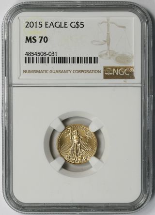 2015 Gold Eagle $5 Tenth - Ounce Ms 70 Ngc 1/10 Oz.