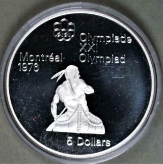 Canada 1974 5 Dollars Proof Silver Coin - Montreal Olympics Canoe