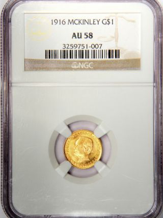 1916 $1 Mckinley Birthplace Memorial Gold Commemorative - Ngc Au58 Looks Unc