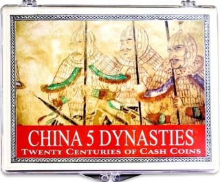 China 5 Dynasties,  Twenty Centuries Of 5 Cash Coins In Clear Display Box