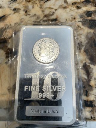 10 Oz.  Highland Silver Bar - Morgan Dollar Design.  999,  Fine