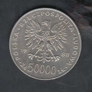 1988 Poland Silver 50 000 Zlotych