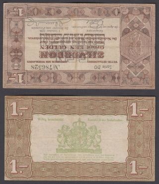 Netherlands 1 Gulden 1938 (f - Vf) Banknote Km 61