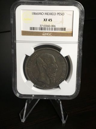 Km 388.  1 - 1866mo 1 Peso " Maximilian Empire " - Silver