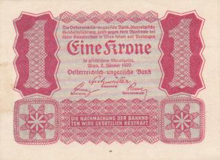 1 Krone Extra Fine Banknote From Austria 1922 Pick - 73