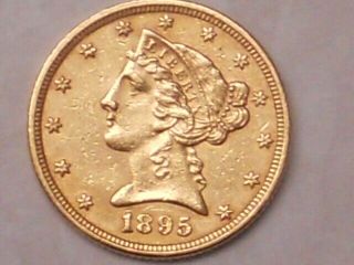 1895 Gold Five Dollar U.  S.  Coin