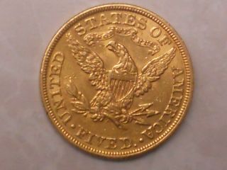 1895 Gold Five Dollar U.  S.  Coin 2