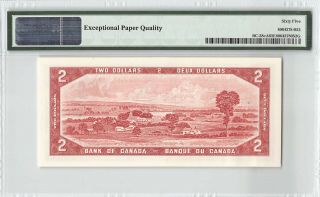 Canada 1954 BC - 38cA PMG Gem UNC 65 EPQ 2 Dollars Replacement (Bouey - Rasminsky) 2
