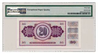 YUGOSLAVIA banknote 20 DINARA 1974.  PMG MS - 68 EPQ 2