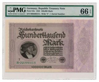 Germany Banknote 100.  000 Mark 1923.  Pmg Ms - 66 Epq