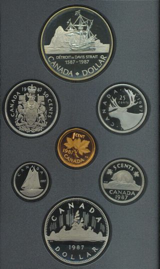 1987 Canada Double Dollar $1 Proof Coin Set Silver Box Davis Strait