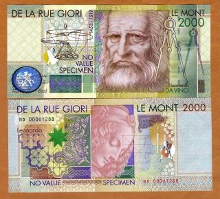 De La Rue Giori,  Test / Advertising Note / Specimen,  Leonardo Da Vinci 2000