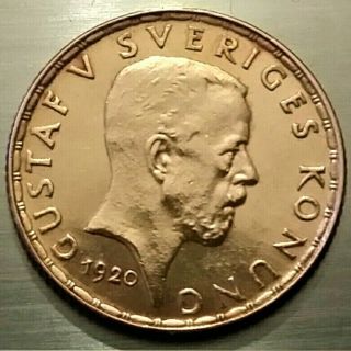 Low Outbid 1$ King Gustaf V 1920 5 Kronor Gold Coin.  Ex Value600$