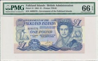 Government Of The Falkland Islands Falkland Islands 1 Pound 1984 Pmg 66epq