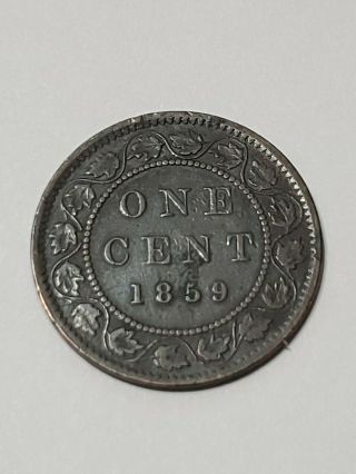 1859 Double Punch Narrow 9 Canada 1 Cent Penny