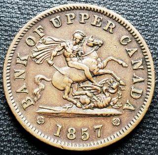 1857 Bank Of Upper Canada One Penny Bank Token - Higher Grade