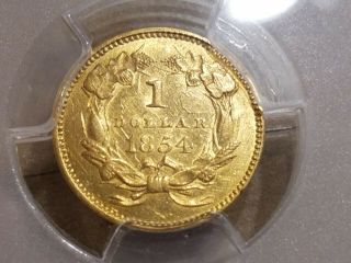 1854 Type 2 Gold Dollar $1 Coin Indian Princess Head Pcgs Au Details Type Ii T2