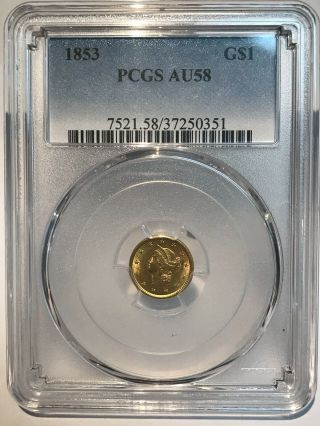 1853 Gold Dollar Type 1 Pcgs Au58 37250351